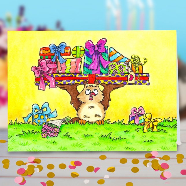 Happy Birthday Owl Greeting Thank You Card (Creator Uploaded)