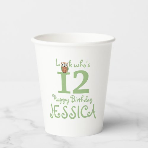 Happy Birthday Owl Paper Cups