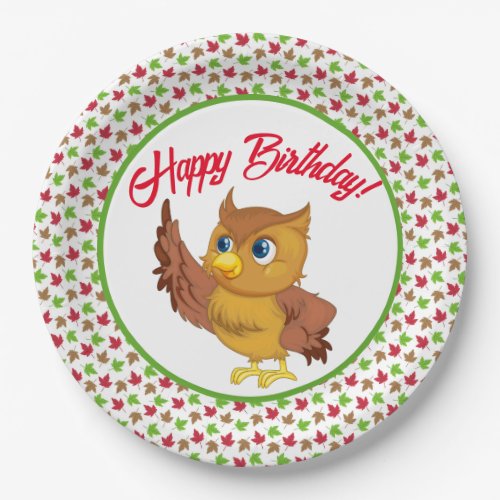 Happy Birthday Owl Paper Plates