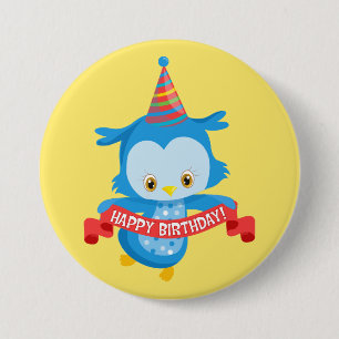 Happy Birthday Owl Pinback Button