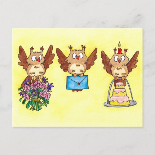 Happy Birthday Owls by Nicole Janes Holiday Postcard