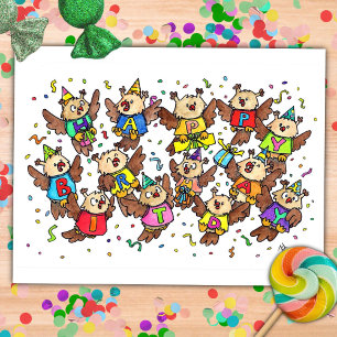 Happy Birthday Owls by Nicole Janes Postcard
