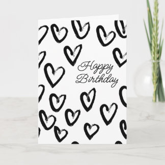 Happy Birthday | Paint Stroke Heart Pattern Card