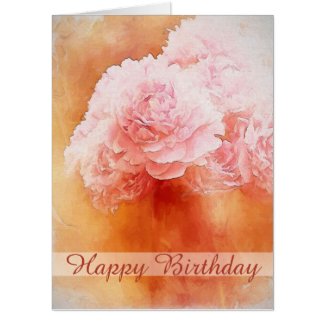 Happy Birthday Painted Peonies Card