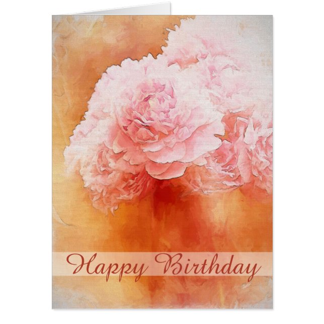 Happy Birthday Painted Peonies Card (Front)