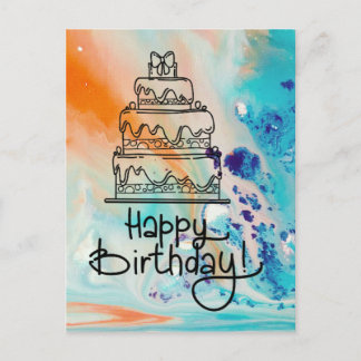 Happy birthday painting postcard