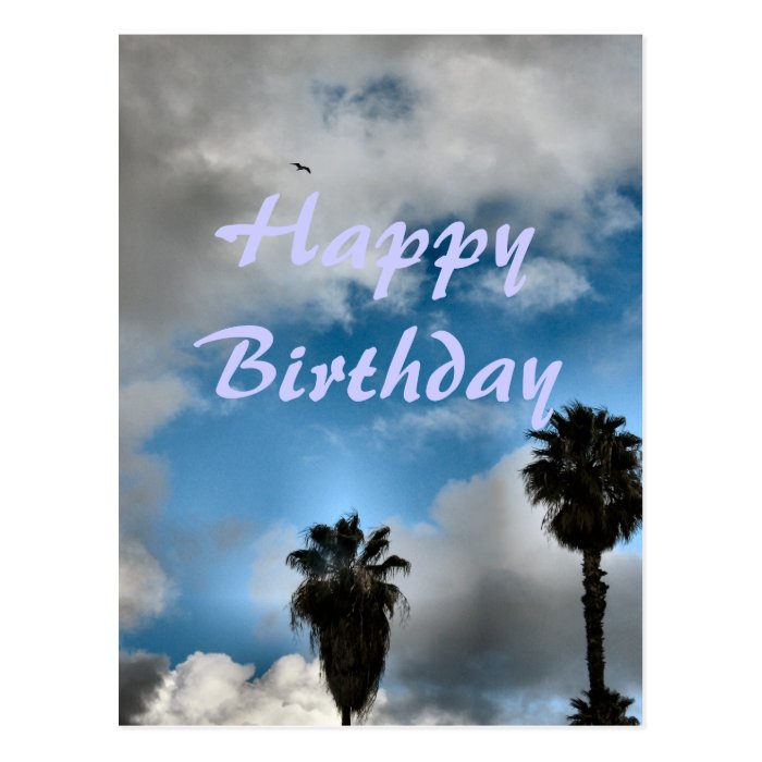 Happy Birthday palm trees and sky Postcards