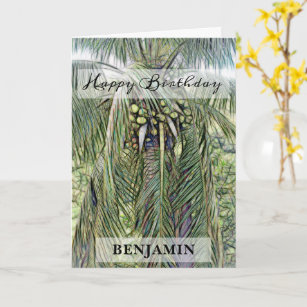 Happy Birthday Palm Trees Nature Men Personalize Card