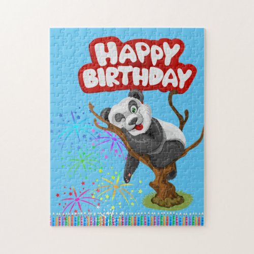 Happy Birthday Panda Bear Candles Jigsaw Puzzle