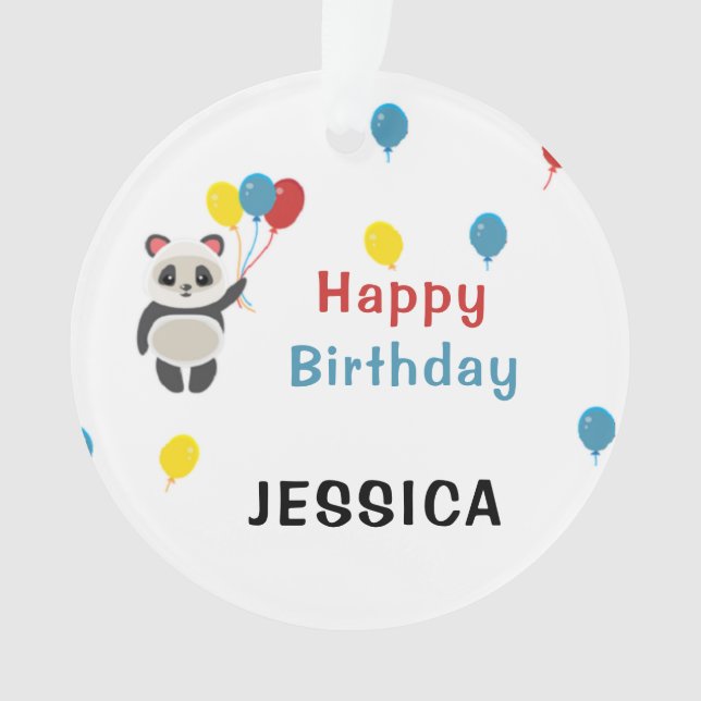 Happy birthday Panda bear white Ornament (Front)