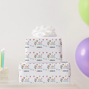 Happy birthday Panda bear white Wrapping Paper