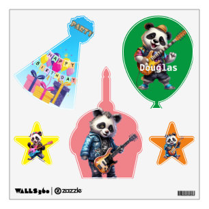 Happy Birthday Panda Bears Wall Decal