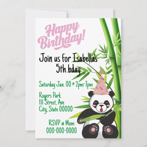 Happy Birthday Panda Customize_able Invite