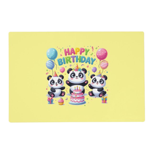 Happy Birthday Pandas Placemat (Front)