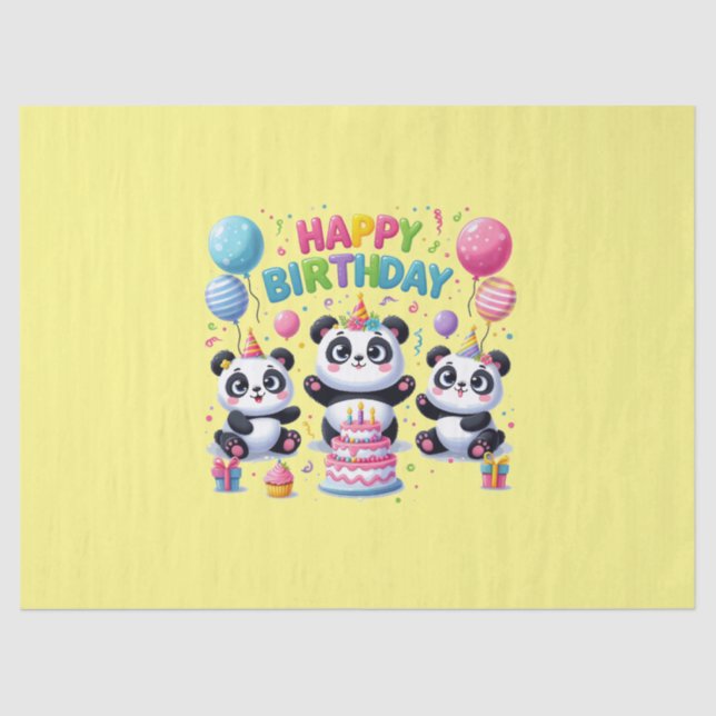 Happy Birthday Pandas Tissue Paper (Front)