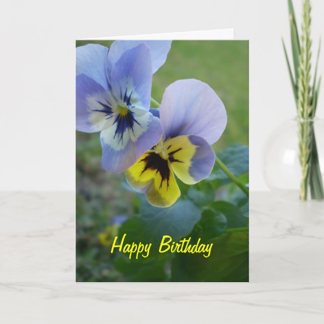 Happy Birthday Pansies Card (Front)