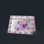Happy Birthday Pansies Watercolor Greetings Card<br><div class="desc">These delightful pansy card is sure to put a smile on the recipients case. Designed form one of my original watercolor paintings of some pansies from my own garden. Enjoy!</div>