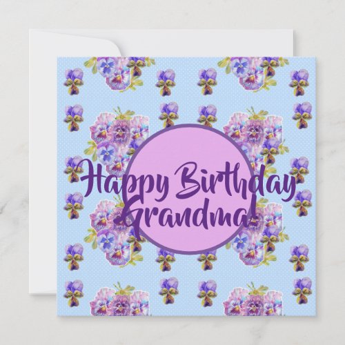 Happy Birthday Pansy floral Grandma Name Card