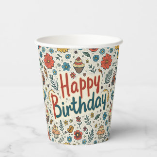 happy birthday paper cup
