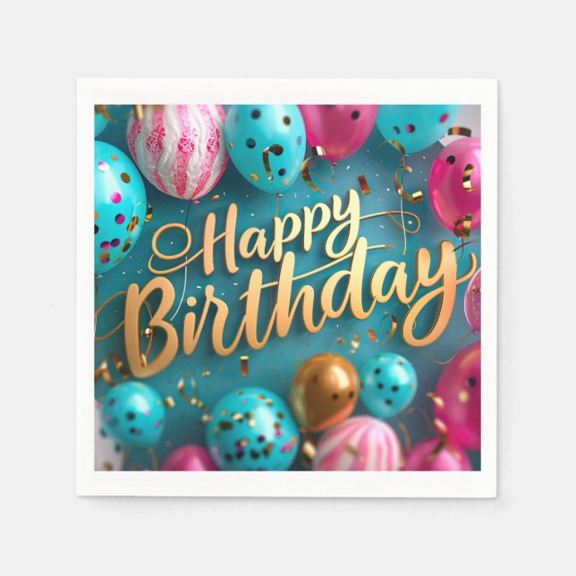 Happy Birthday Paper Napkin (Front)