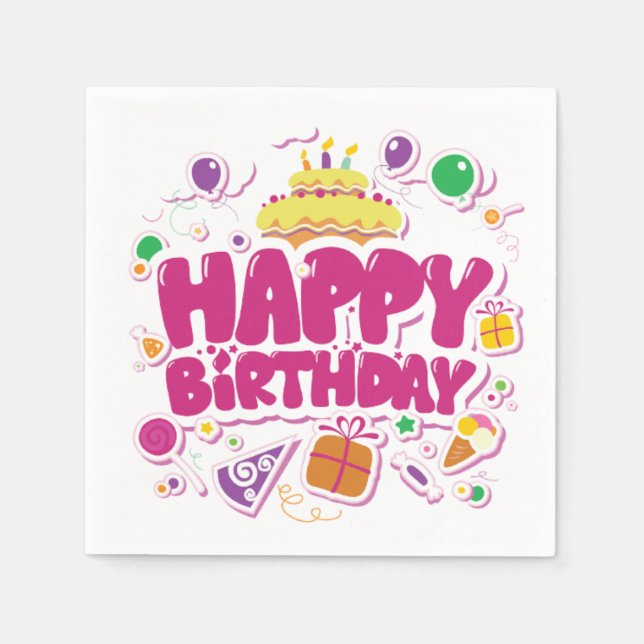 Happy Birthday Paper Napkins (Front)