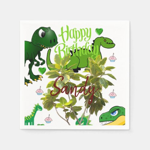 Happy Birthday Paper Napkins Dinosaur Napkins