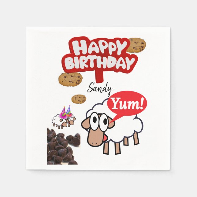 Happy Birthday Paper Napkins, Lamb Napkins (Front)