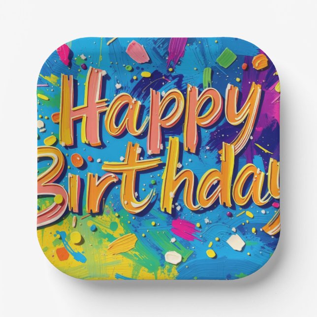 Happy Birthday Paper Plates (Front)