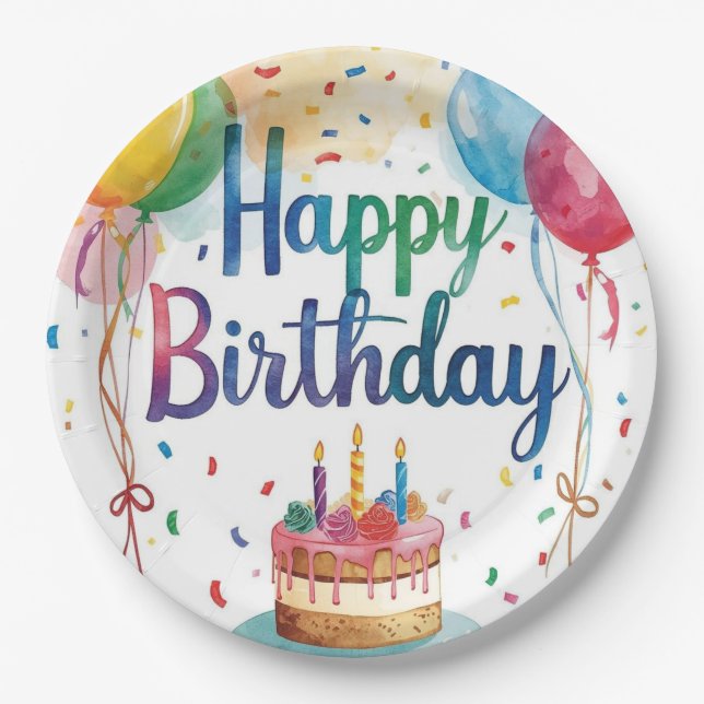 Happy Birthday Paper Plates (Front)