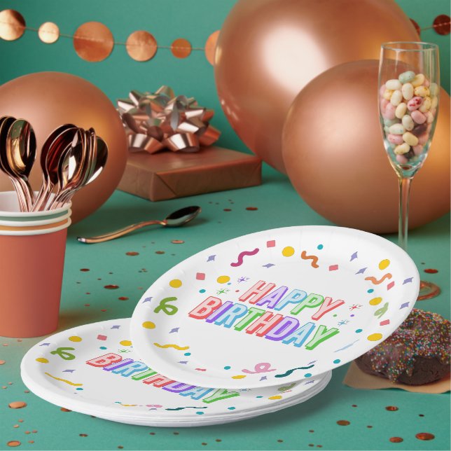 Happy Birthday Paper Plates (Multi)