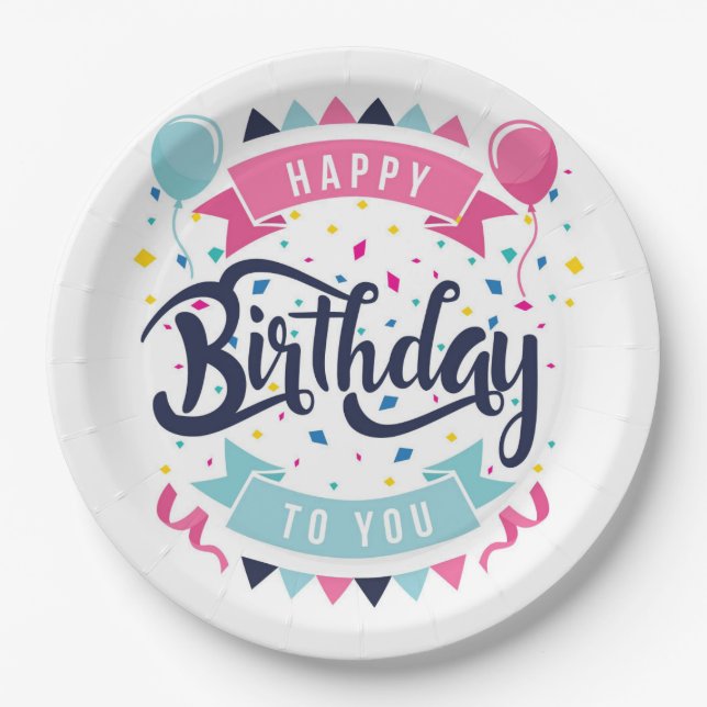 Happy Birthday Paper Plates (Front)