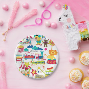 Happy Birthday Paper Plates Carnival Circus