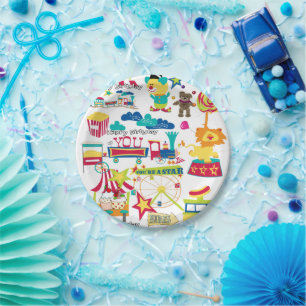 Happy Birthday Paper Plates Carnival Circus 