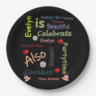 Happy Birthday Paper Plates Evelyn