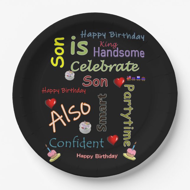Happy Birthday Paper Plates Son (Front)