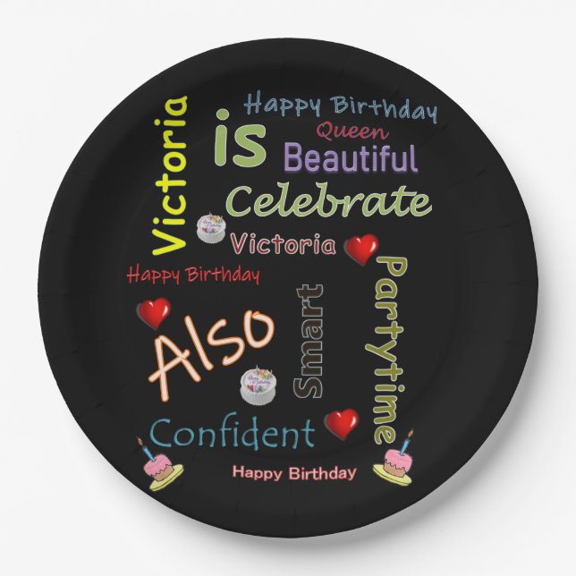 Happy Birthday Paper Plates Victoria (Front)