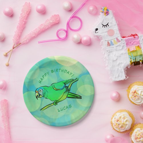 Happy Birthday parrot Paper Plates