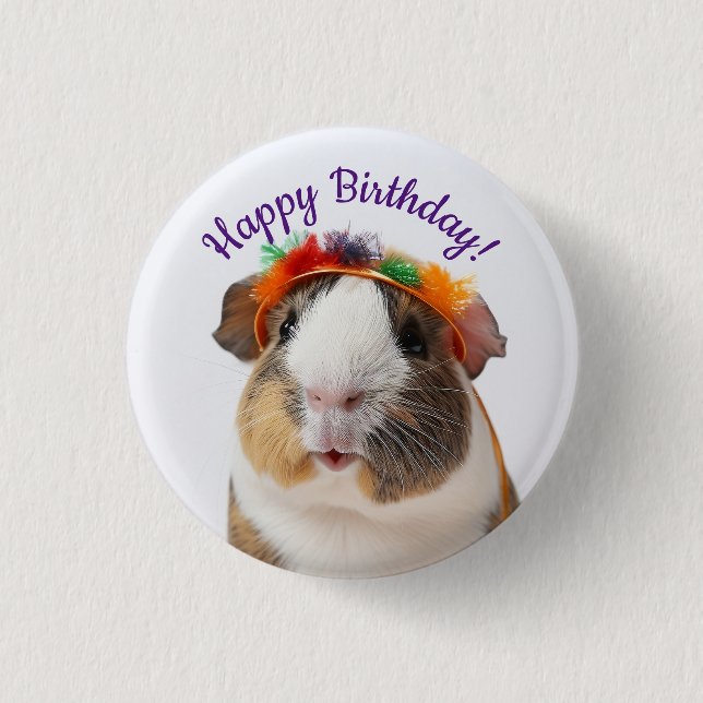 Happy Birthday - Party Animal Guinea Pig #2 Button (Front)