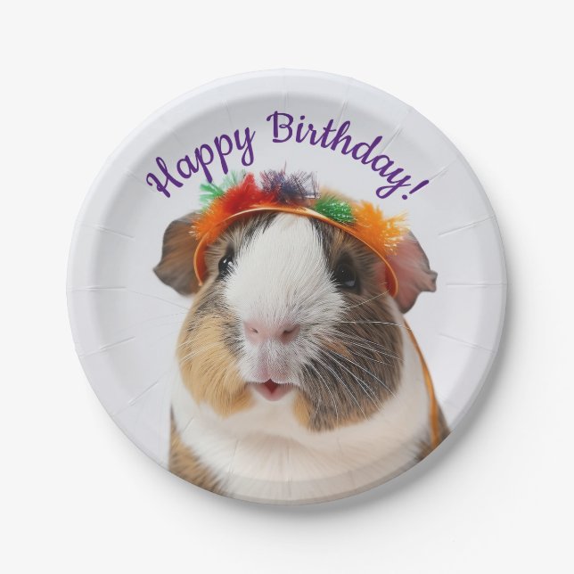 Happy Birthday - Party Animal Guinea Pig #2 Paper Plates (Front)