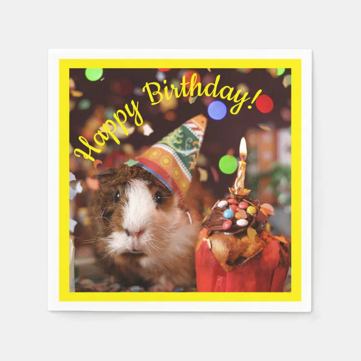 Happy Birthday Party Animal Guinea Pig Paper Pla Napkins Zazzle