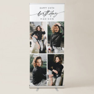 Happy Birthday Party Any Age Photo Collage Script Retractable Banner
