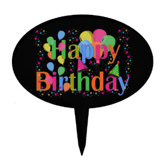 Happy Birthday Party Balloons Cake Topper