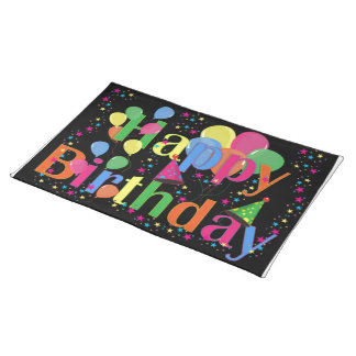 Happy Birthday Party Balloons Cloth Placemat