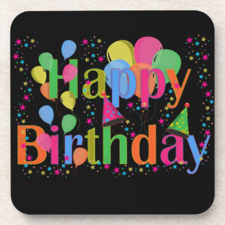 Happy Birthday Party Balloons Drink Coaster