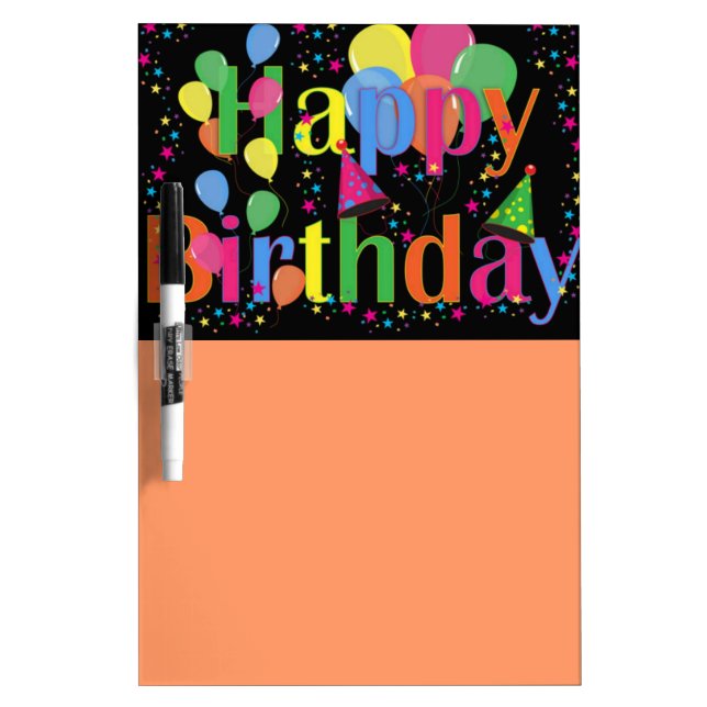 Happy Birthday Party Balloons Dry-Erase Board (Front)
