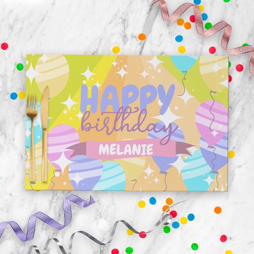 Happy Birthday Party Balloons Paper Placemat