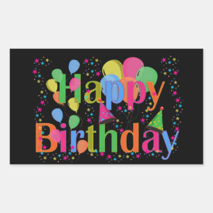 Happy Birthday Party Balloons Rectangular Sticker