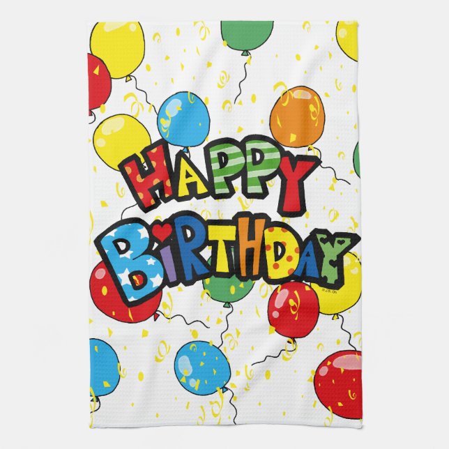 happy birthday party balloons towel (Vertical)