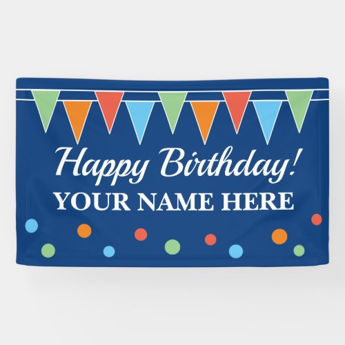 Happy Birthday party banner with bunting flags