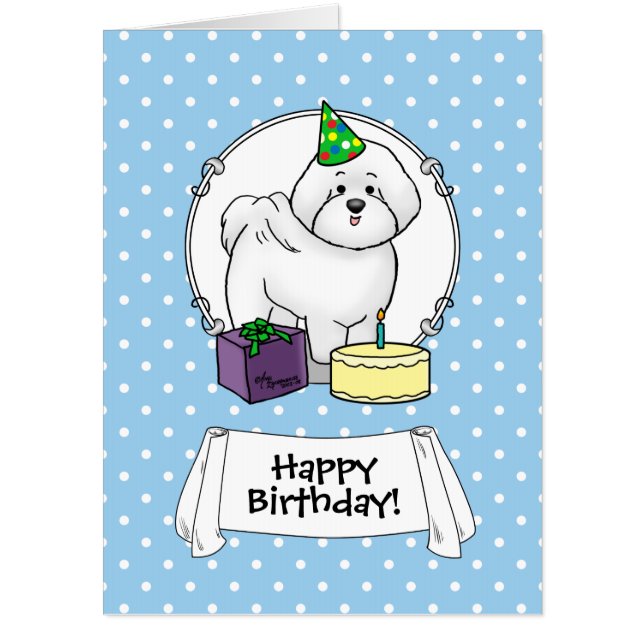 Happy Birthday Party Bichon Frise Dog - Cute Card (Front)